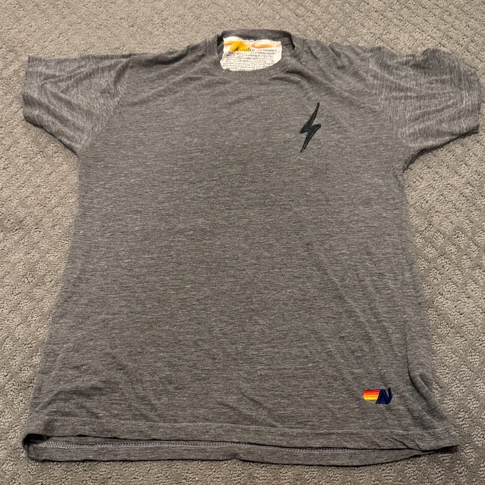Aviator Nation Charcoal Tee with Lightning Bolt